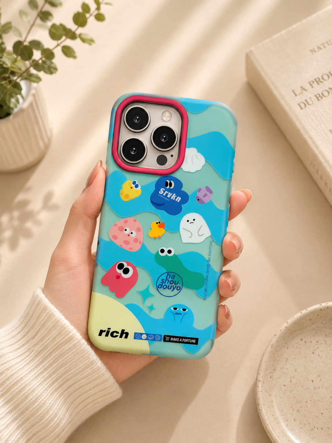 Cartoon Designer Matte Finish Case for iPhone 16 Pro(Rich Blue)