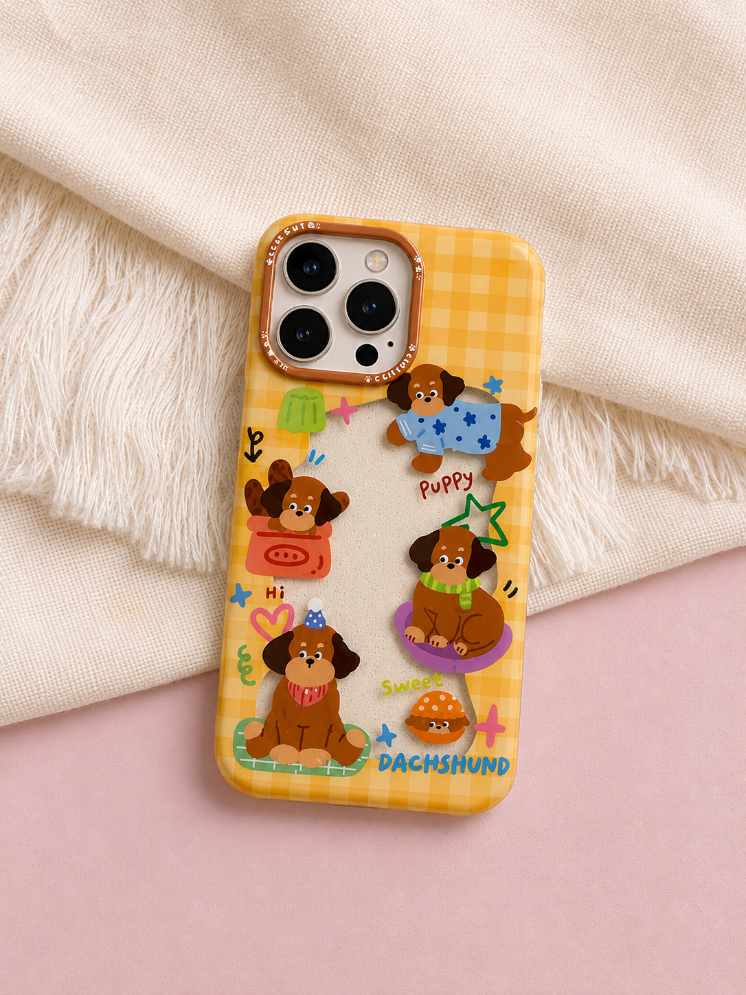 Cartoon Designer Matte Finish Case for iPhone 16 Pro(Puppy Dachshund)