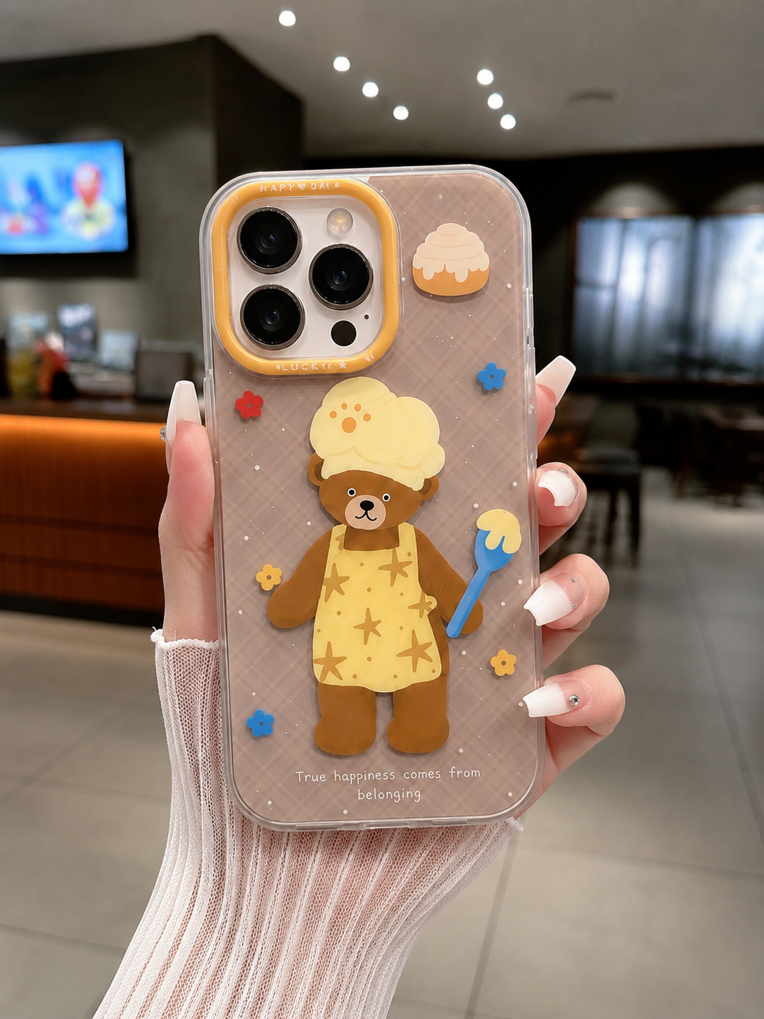 Cartoon Designer Matte Finish Case for iPhone 16 Pro(Bear Chef)