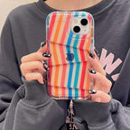 Protective Apple iPhone Back Cover - Cute Rainbow Lines iPhone Transparent Case - Style 4