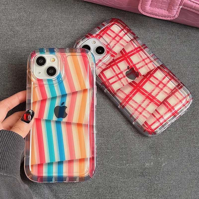 Protective Apple iPhone Back Cover - Cute Rainbow Lines iPhone Transparent Case