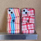 Protective Apple iPhone Back Cover - Cute Rainbow Lines iPhone Transparent Case - Style 2