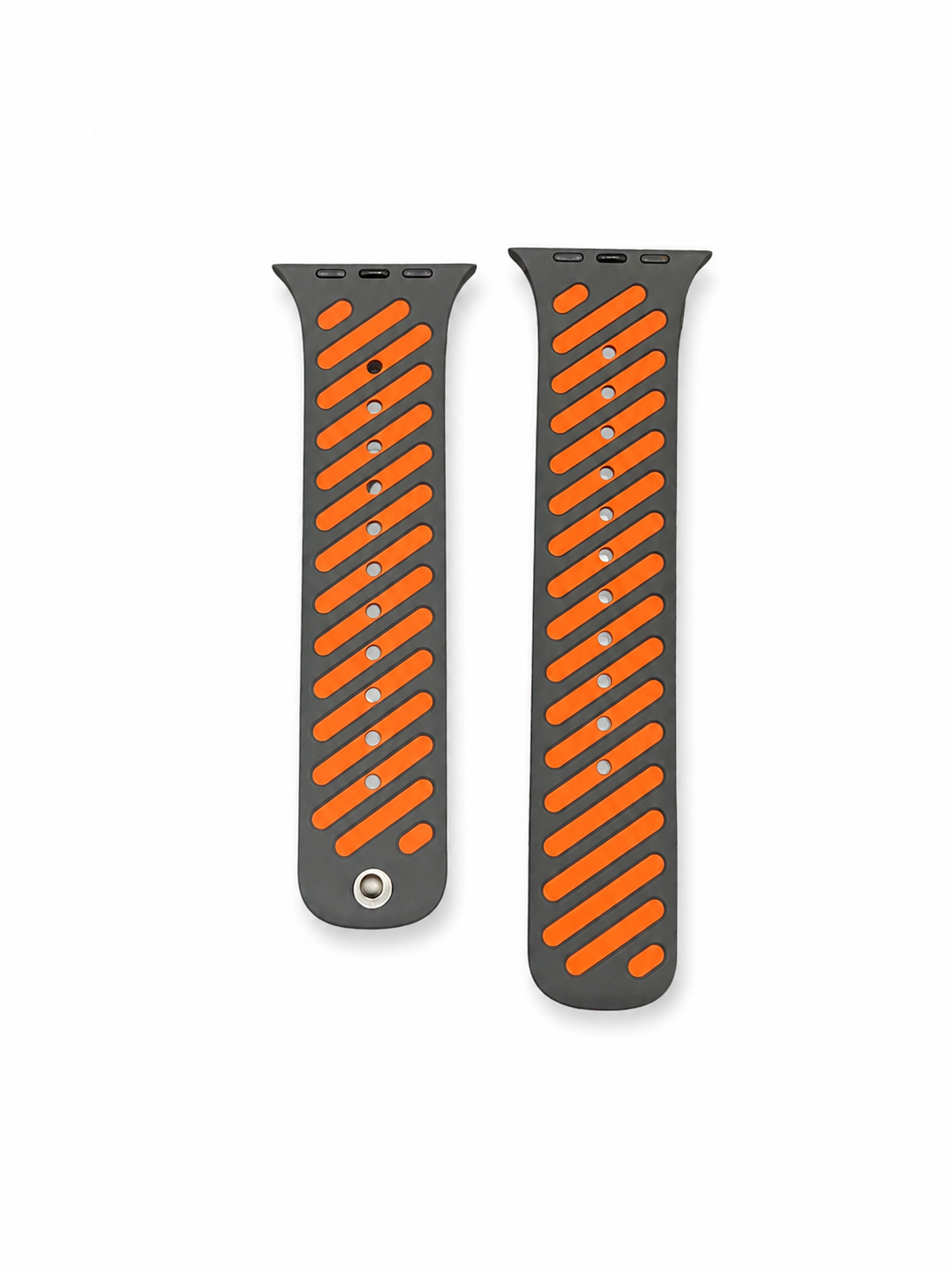 Double Colour Striped Magnetic Silicon Watch Band 44/45/46mm & 49mm (Grey/Orange)