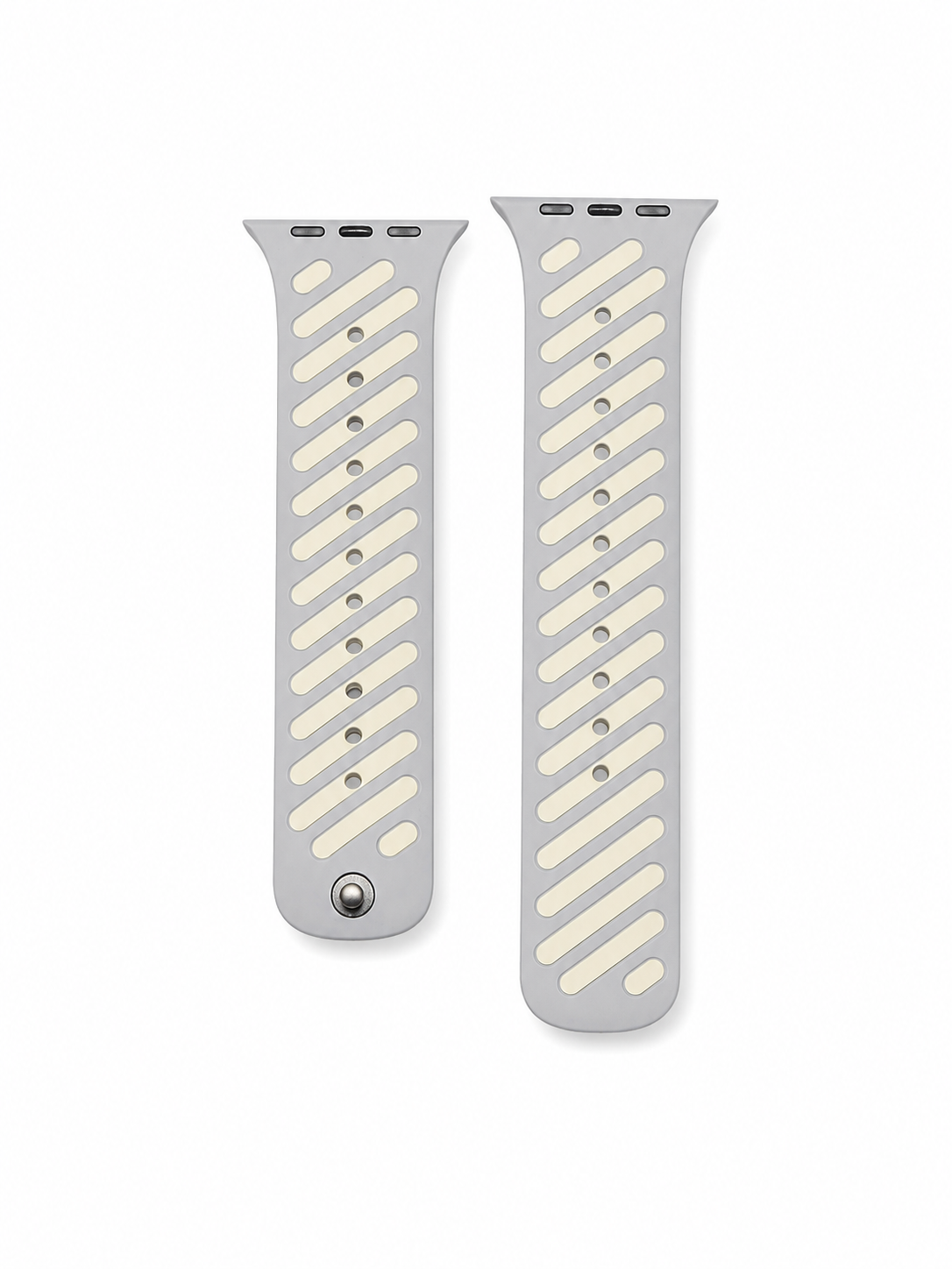 Double Colour Striped Magnetic Silicon Watch Band 44/45/46mm & 49mm (White/Grey)