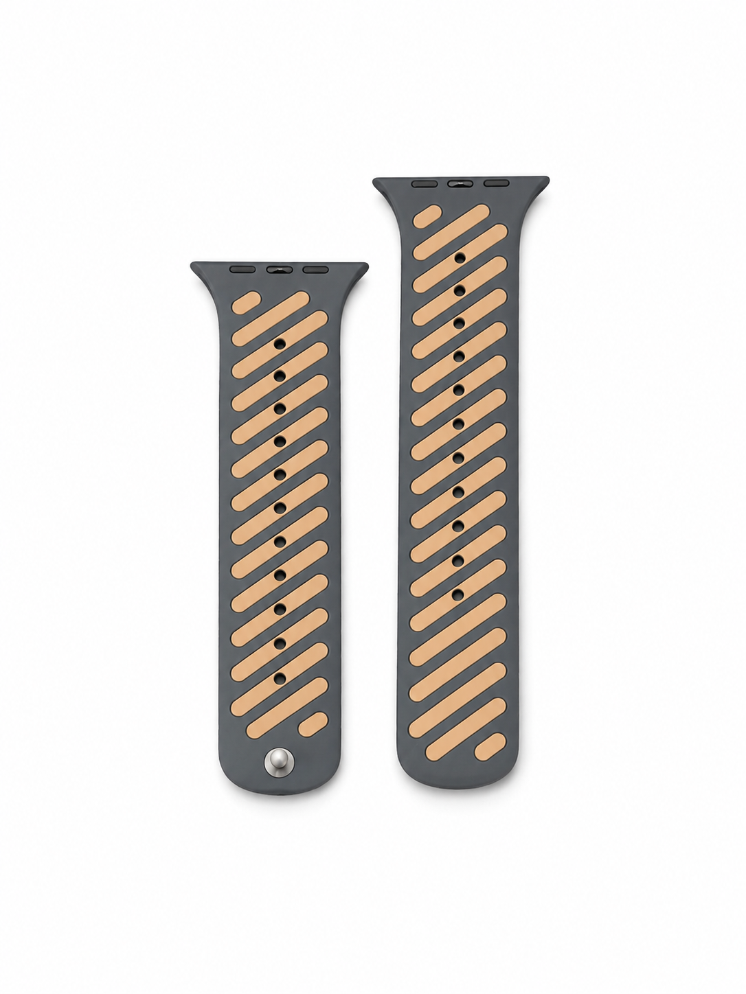Double Colour Striped Magnetic Silicon Watch Band 44/45/46mm & 49mm (Grey/Khakee)