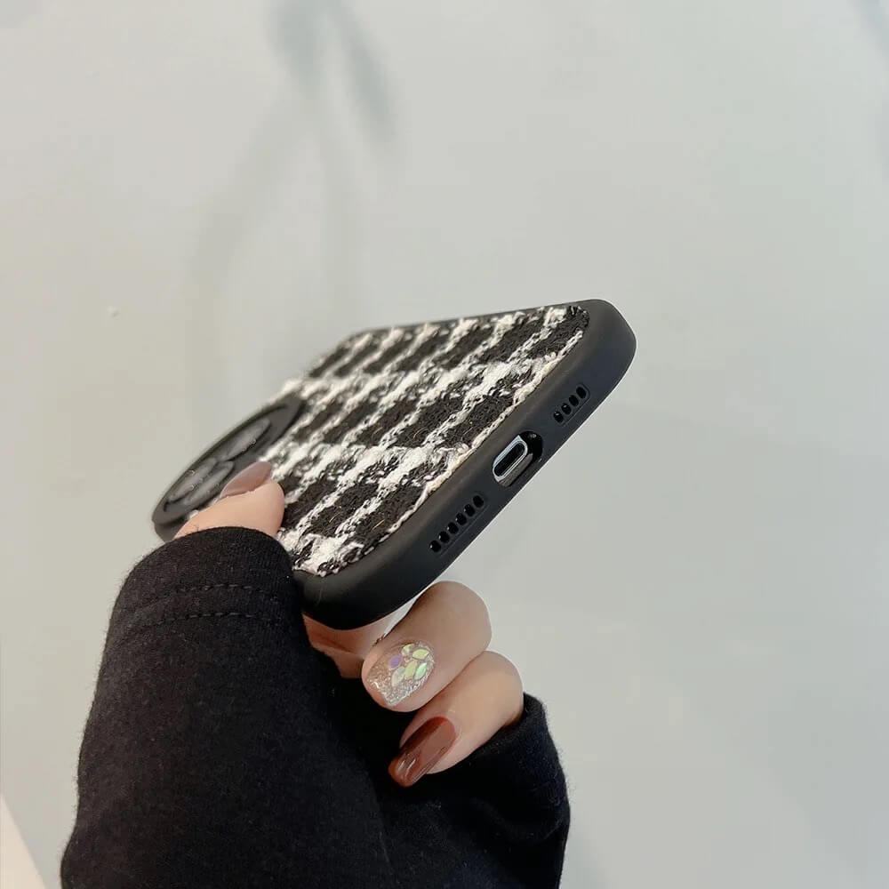 Protective Apple iPhone Back Cover - B/W Knitted iPhone Fabric Silicone Soft Case - Style 4