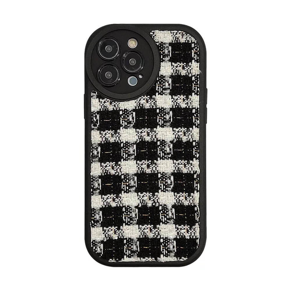 Protective Apple iPhone Back Cover - B/W Knitted iPhone Fabric Silicone Soft Case - Style 5