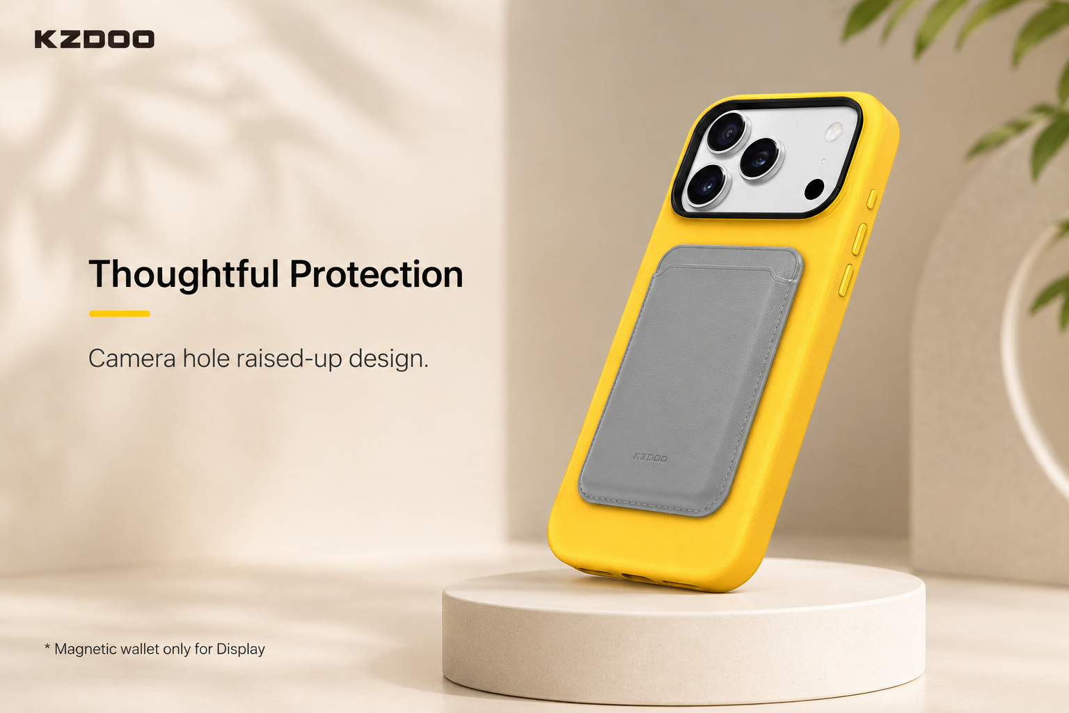 KZDOO MAG NOBLE PU Leather Case For iPhone 17 Pro Max (Yellow)
