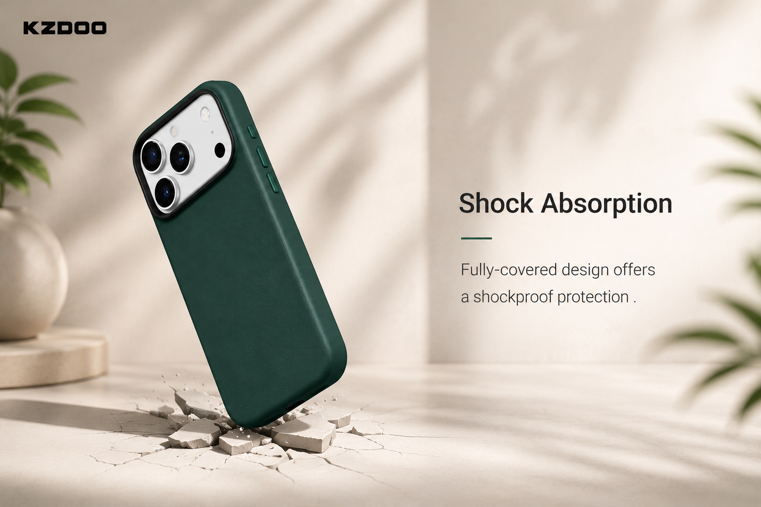 KZDOO MAG NOBLE PU Leather Case For iPhone 17 Pro Max (Green)