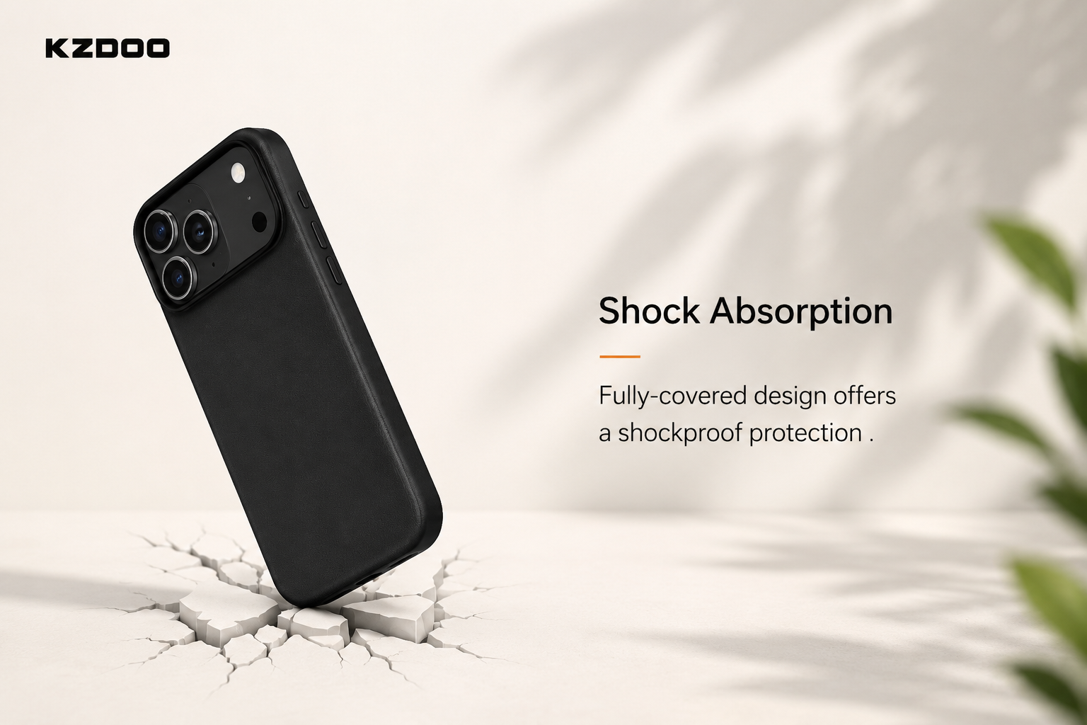 KZDOO MAG NOBLE PU Leather Case For iPhone 17 Pro Max (Black)