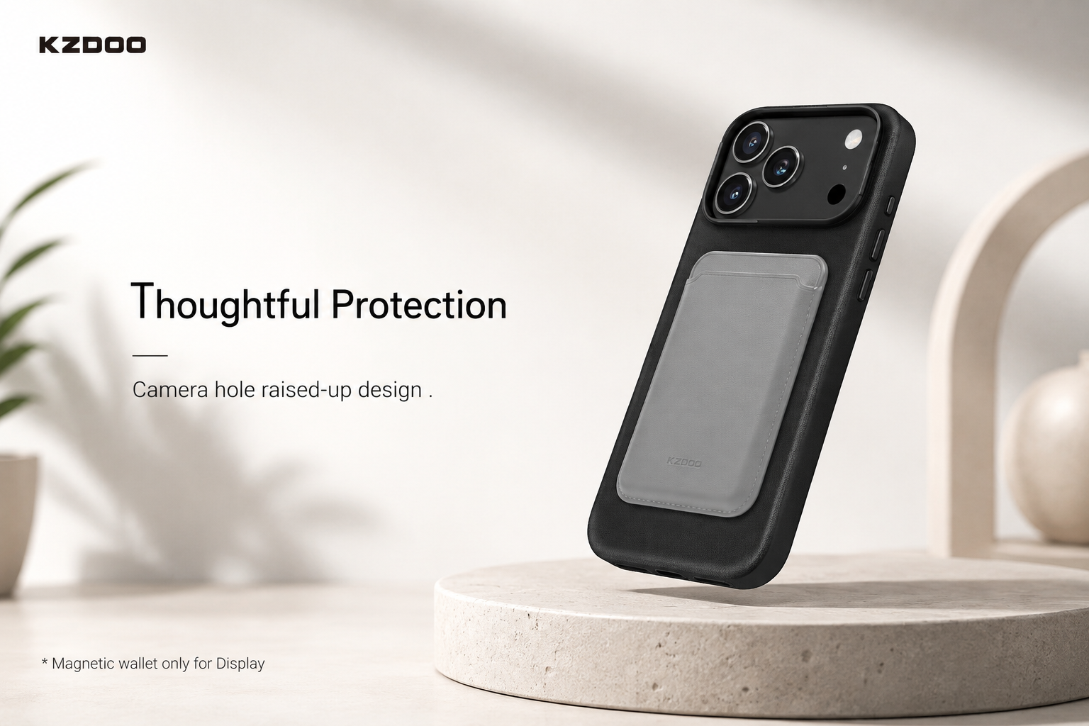 KZDOO MAG NOBLE PU Leather Case For iPhone 17 Pro Max (Black)