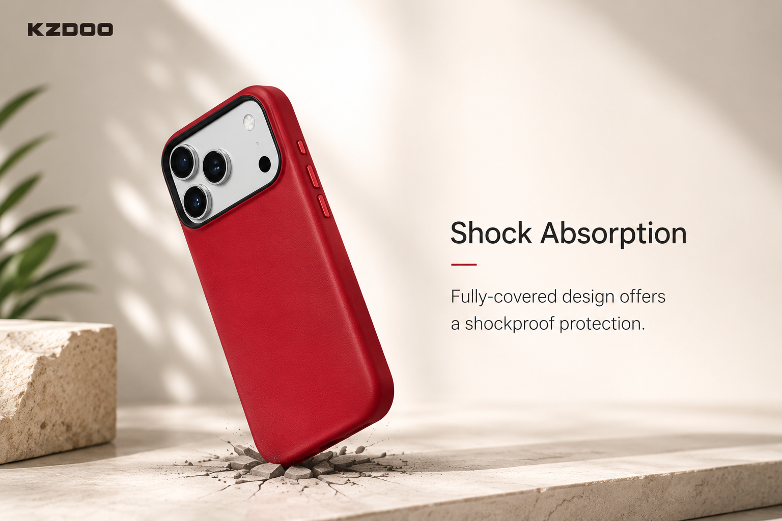 KZDOO MAG NOBLE PU Leather Case For iPhone 17 Pro Max (Red)