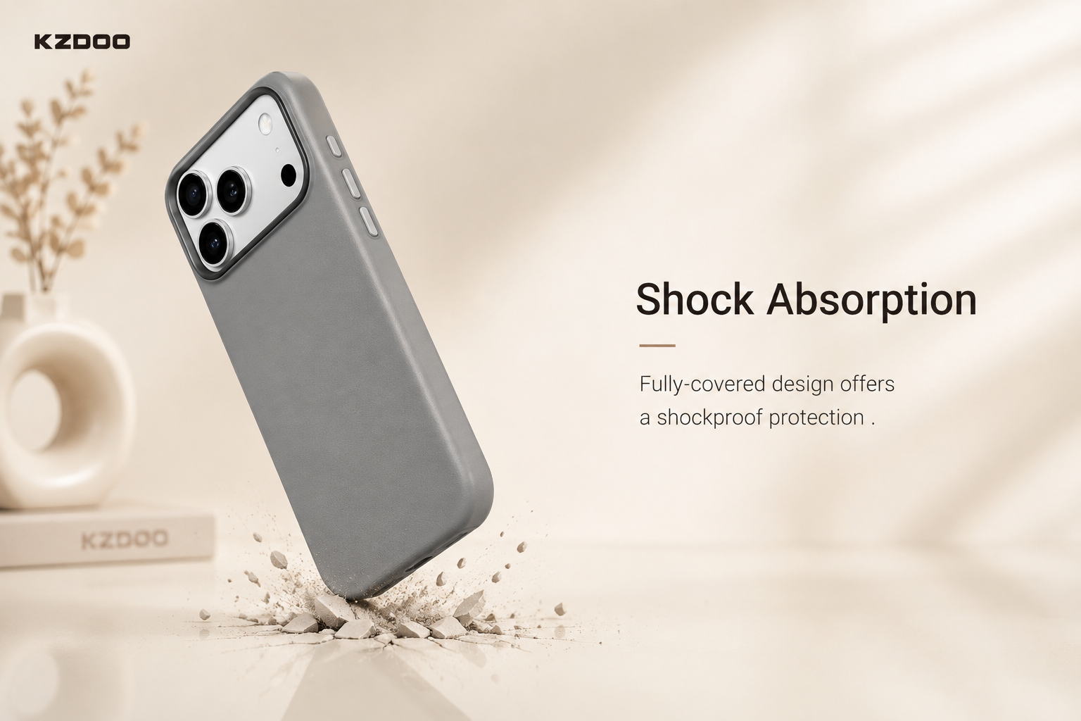KZDOO MAG NOBLE PU Leather Case For iPhone 17 Pro Max (Grey)
