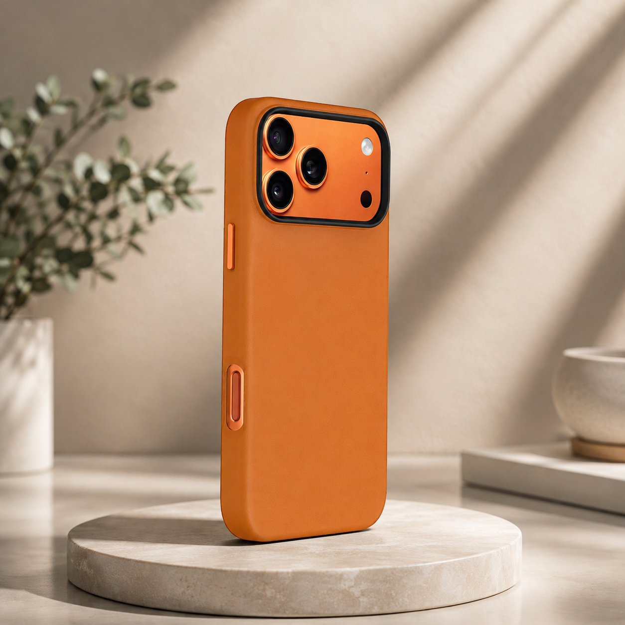 KZDOO MAG NOBLE PU Leather Case For iPhone 17 Pro Max (Orange)