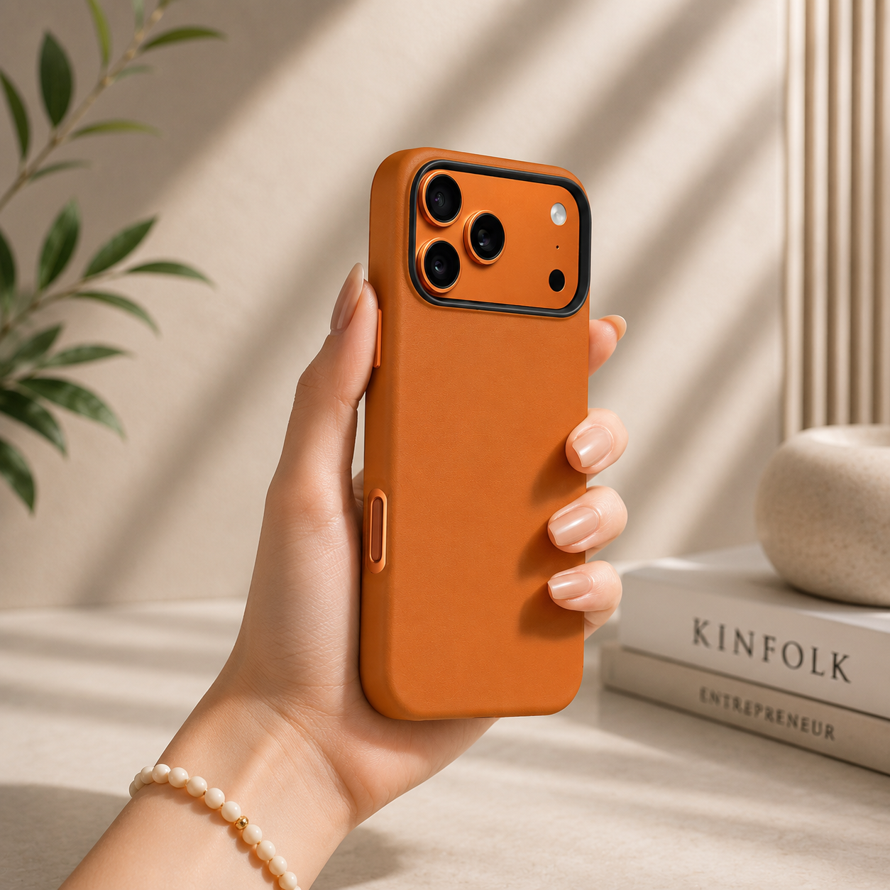 KZDOO MAG NOBLE PU Leather Case For iPhone 17 Pro Max (Orange)