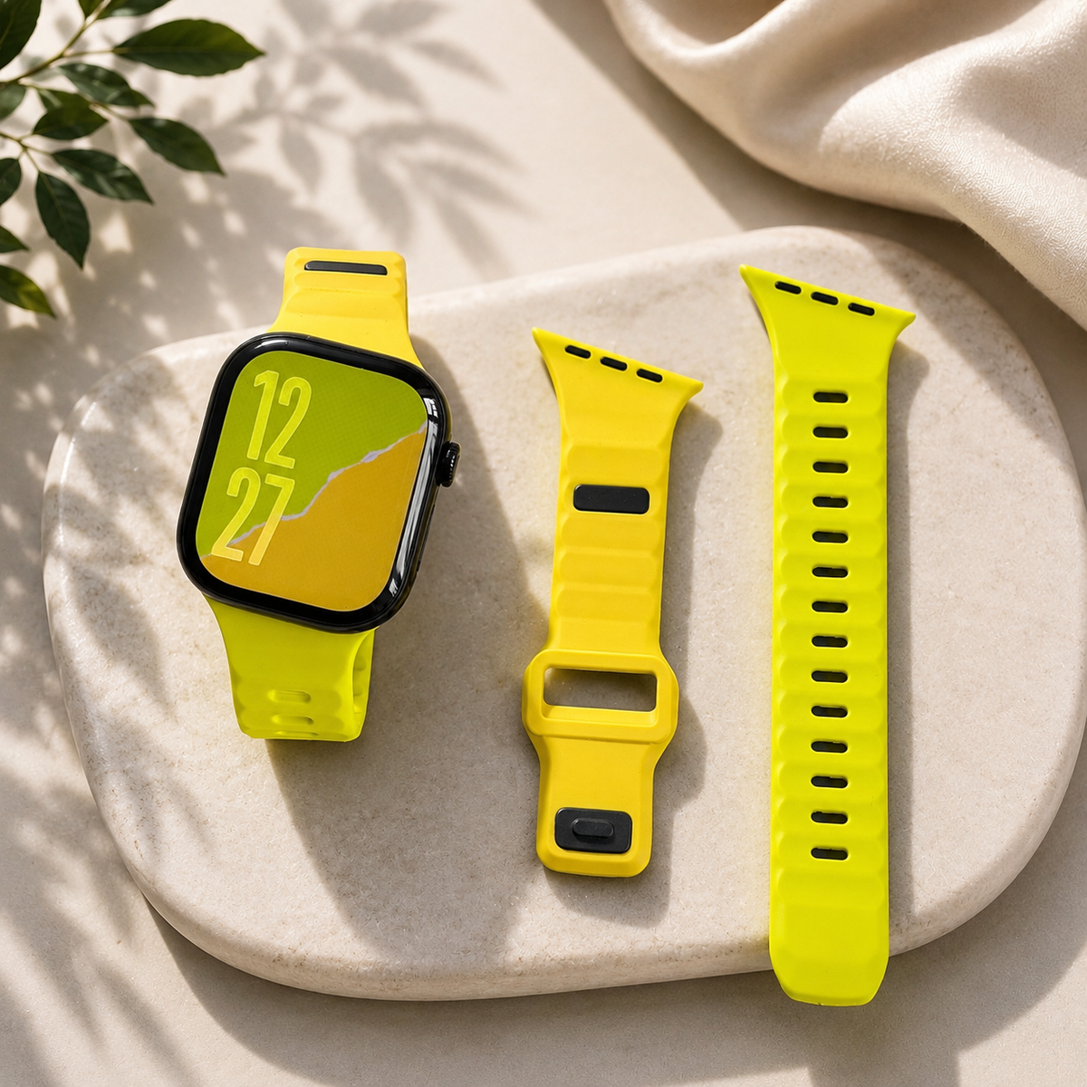 New Style Dual Colour Silicon Watch Band 44/45/46/49 mm (Neon Green/Yellow)