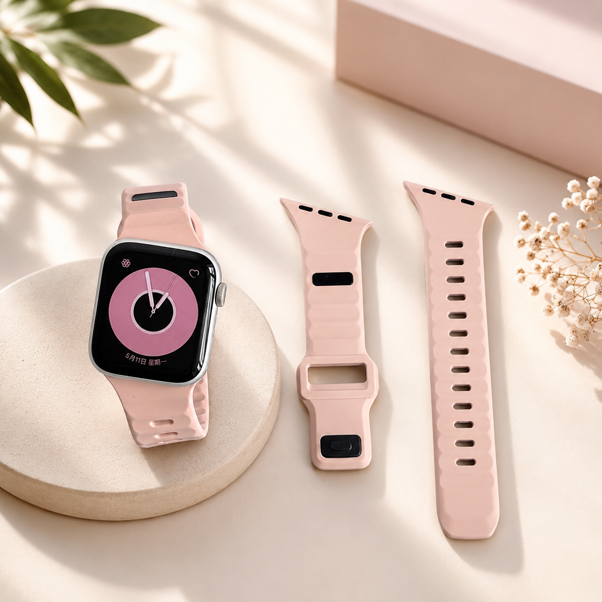 New Style Silicon Watch Band 44/45/46/49 mm (Rose Beige)