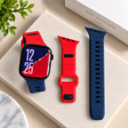 New Style Dual Colour Silicon Watch Band 44/45/46/49 mm (Navy Blue/Red)