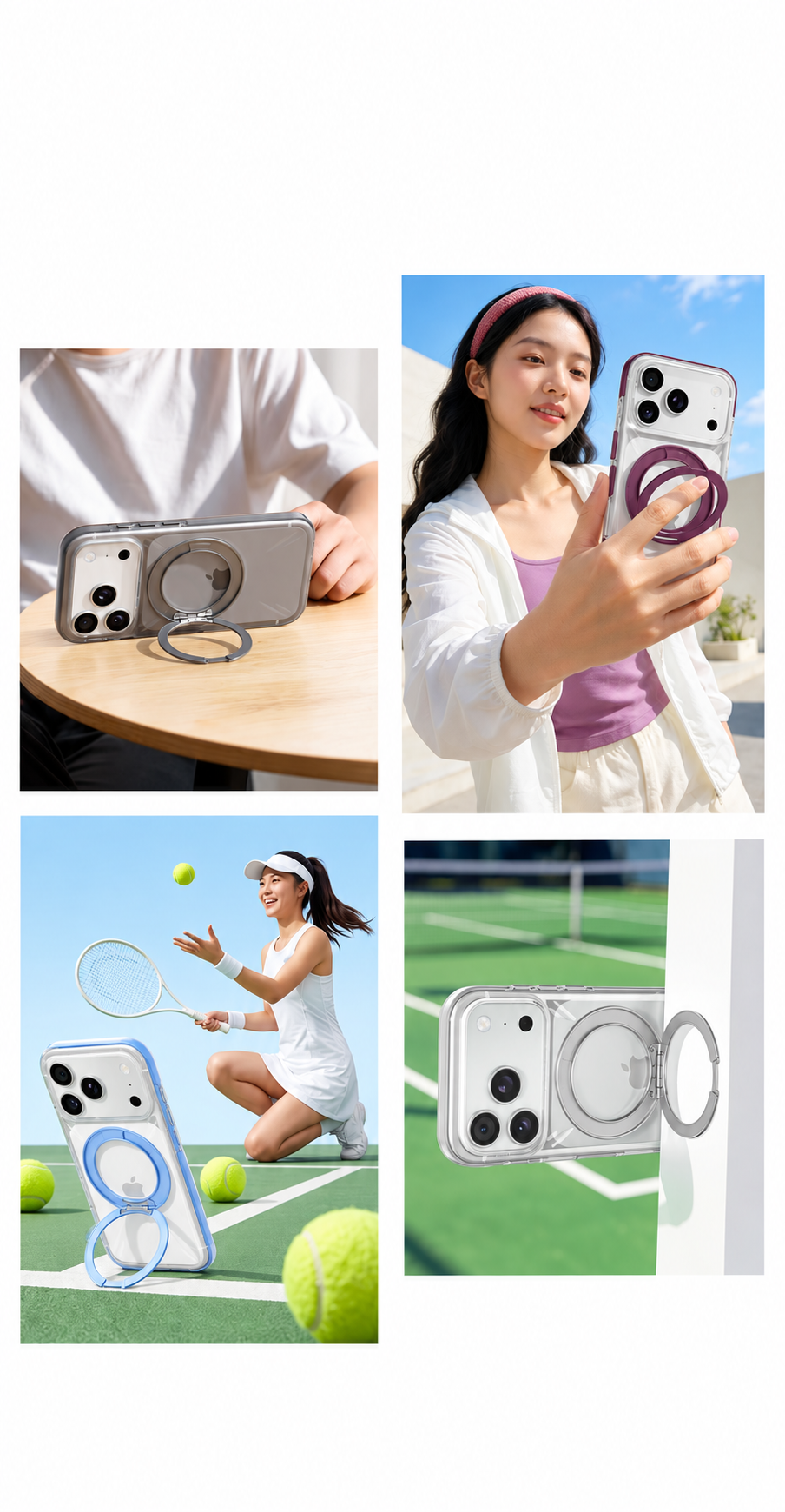 Rock Crystal Shell Rotating Series Case For iPhone 17 Pro Max /18 Pro Max (Grey) (Code:4995)