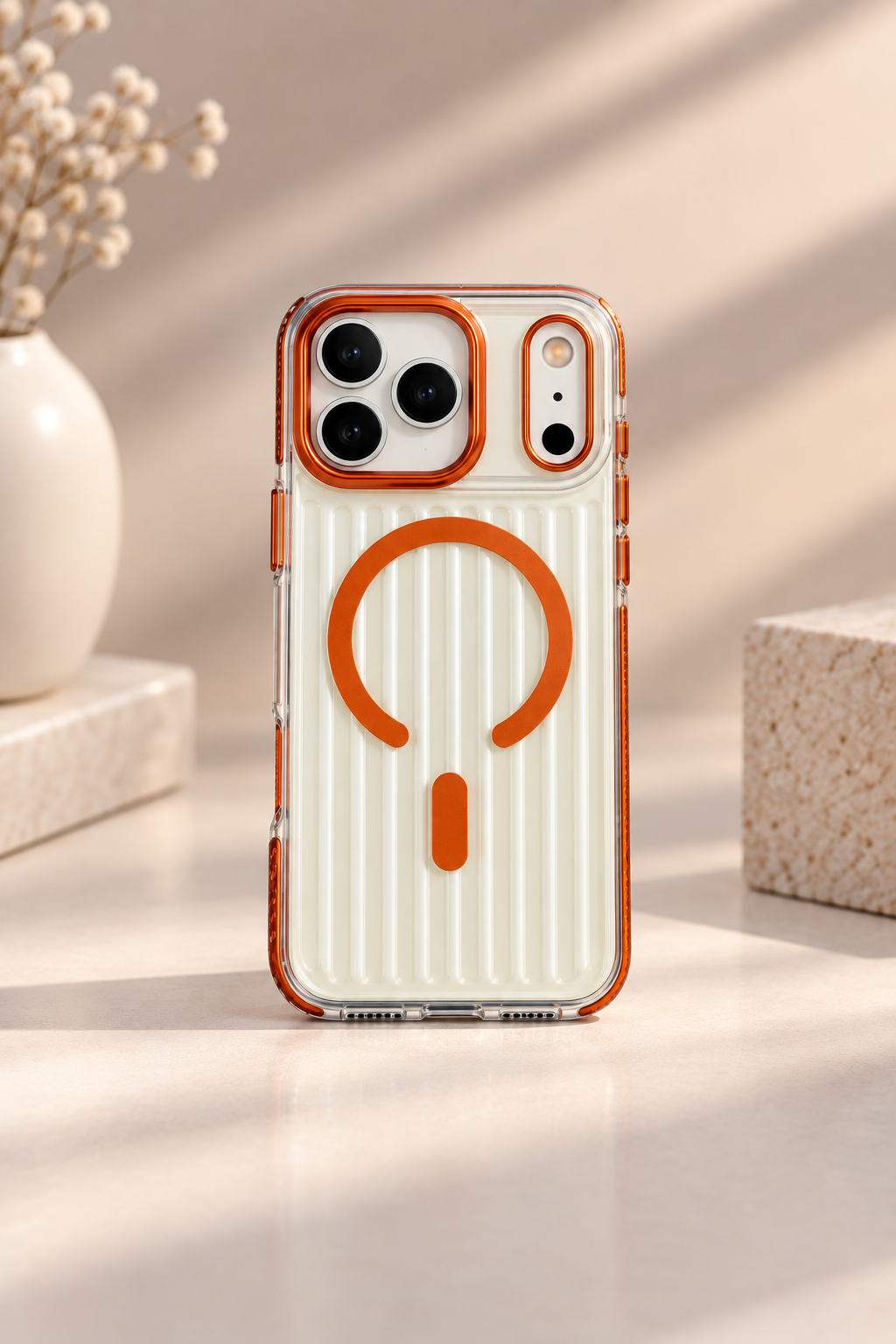 Glossy Aurora Reflection MagSafe Case For iPhone 17 Pro Max / 18 Pro Max (Orange)