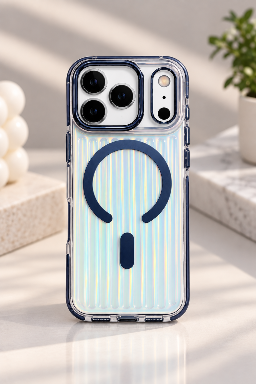 Glossy Aurora Reflection MagSafe Case For iPhone 17 Pro Max / 18 Pro Max (Dark Grey)