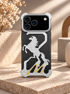 Metallic Horse Designer Case for iPhone 17/18 Pro & Pro Max - iPhone 17 Pro Max / 18 Pro Max - Silver