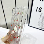 Protective Apple iPhone Back Cover - 3D Glitter Red Cherry Transparent Bumper iPhone Case - Style 8