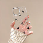 Protective Apple iPhone Back Cover - 3D Glitter Black Bow Pearl Transparent Bumper iPhone Case - Style 6