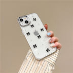Protective Apple iPhone Back Cover - 3D Glitter Black Bow Pearl Transparent Bumper iPhone Case - Style 7