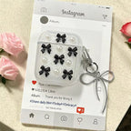 3D Glitter Airpod Black Bow Pearl Transparent Case With Hanging Mobile Case by CoverMeUp - Style 3