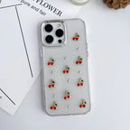Protective Apple iPhone Back Cover - 3D Glitter Red Cherry Transparent Bumper iPhone Case