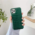 Protective Apple iPhone Back Cover - iPhone Luxury Crocodile Leather Hard Phone Case Cover With Custom Name Initial - Style 8