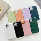 Protective Apple iPhone Back Cover - iPhone Luxury Crocodile Leather Hard Phone Case Cover With Custom Name Initial - Style 2