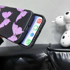 Protective Apple iPhone Back Cover - Purple Butterfly Stripe Textured iPhone Soft Silicone Cases - Style 6