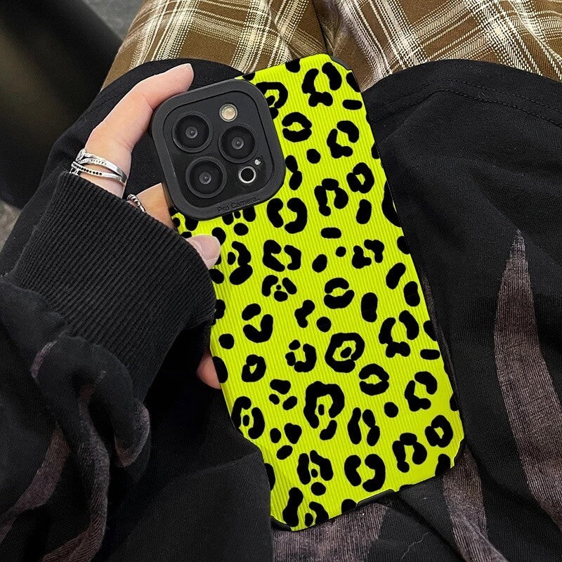 Yellow Leopard Stripe Textured Style Soft Cases Mobile Case by CoverMeUp - Style 5