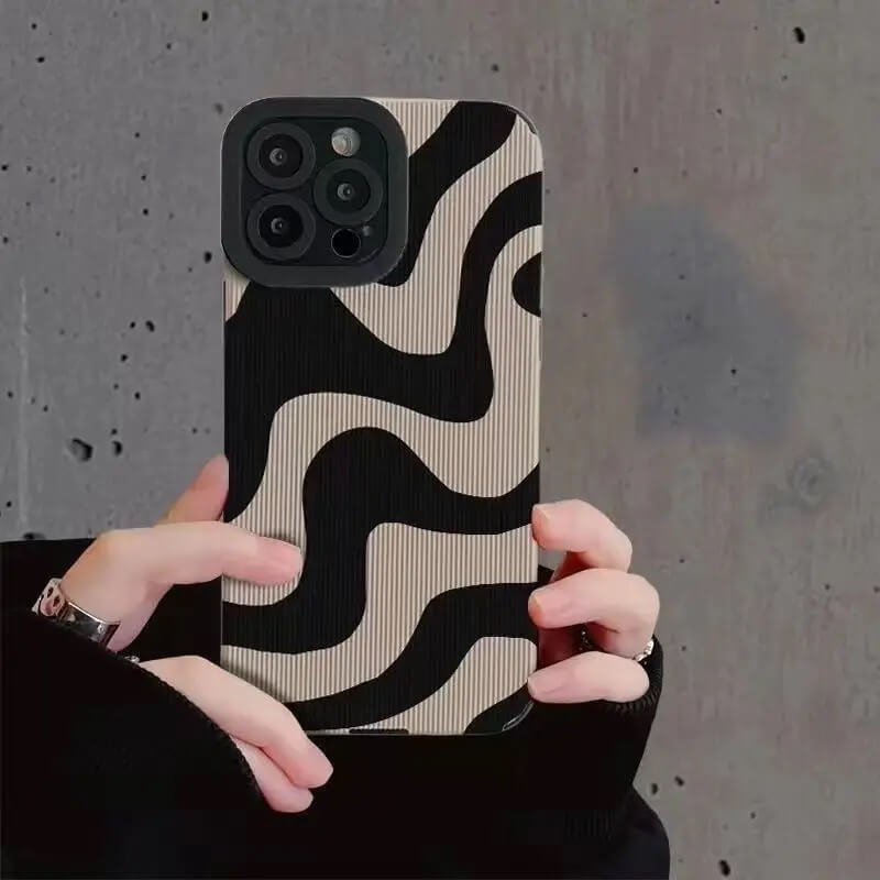 Protective Apple iPhone Back Cover - Zebra iPhone Black White Stripe Textured Soft Cases