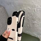Protective Apple iPhone Back Cover - Zebra iPhone Black White Stripe Textured Soft Cases - Style 4