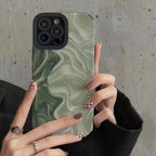 Green Wave Stripe Textured Soft Cases Mobile Case by CoverMeUp