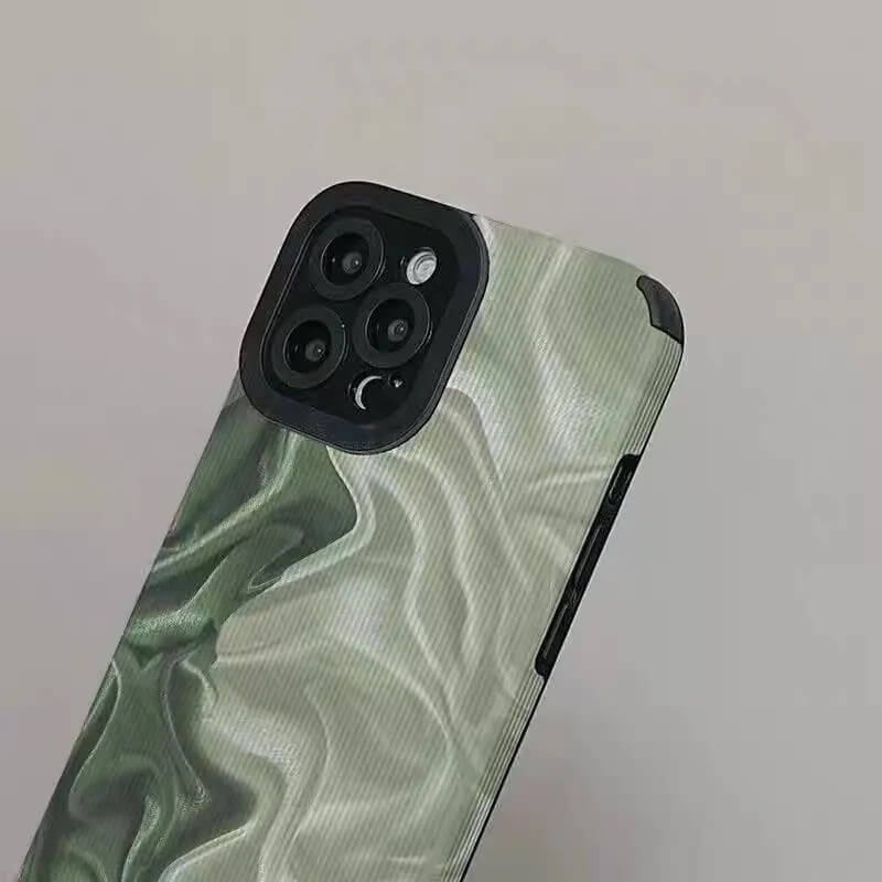Green Wave Stripe Textured Soft Cases Mobile Case by CoverMeUp - Style 5