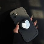 Protective Apple iPhone Back Cover - Wave Silicone Heart Mirror Holder iPhone Case - Style 5