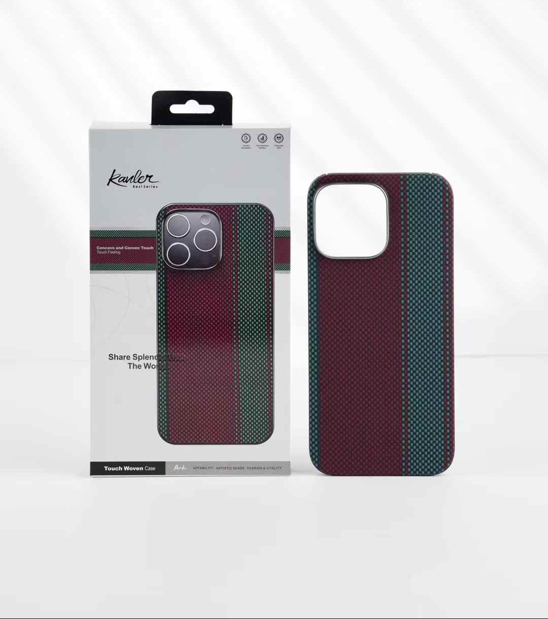 Protective Apple iPhone Back Cover - Genuine Kevlar Carbon Fibre Ultra Slim Case for iPhone 16 Pro (Red & Green)