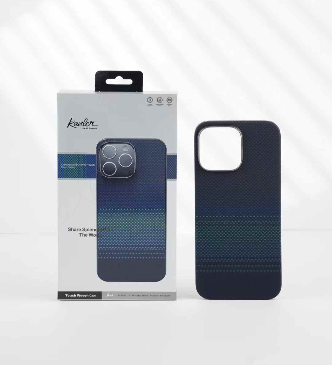 Protective Apple iPhone Back Cover - Genuine Kevlar Carbon Fibre Ultra Slim Case for iPhone 16 Pro (Blue&Green)