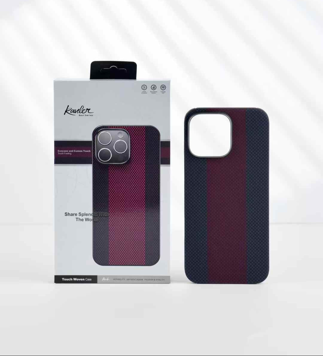 Protective Apple iPhone Back Cover - Genuine Kevlar Carbon Fibre Ultra Slim Case for iPhone 16 Pro (Black & Red)