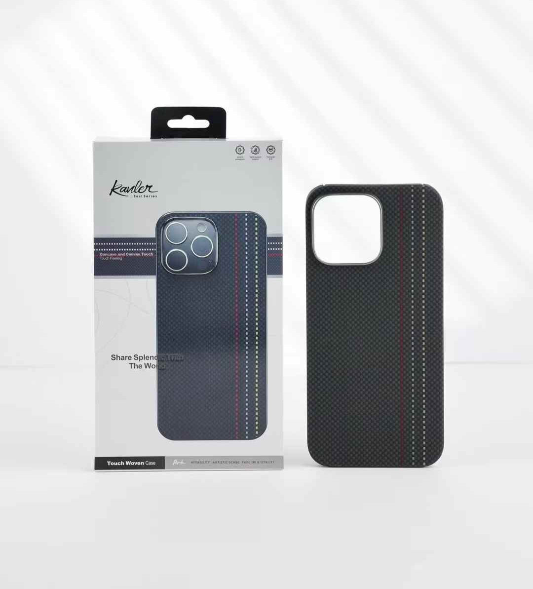Protective Apple iPhone Back Cover - Genuine Kevlar Carbon Fibre Ultra Slim Case for iPhone 16 Pro (Black)