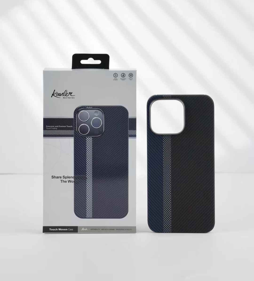 Protective Apple iPhone Back Cover - Genuine Kevlar Carbon Fibre Ultra Slim Case for iPhone 16 Pro (Black&White)