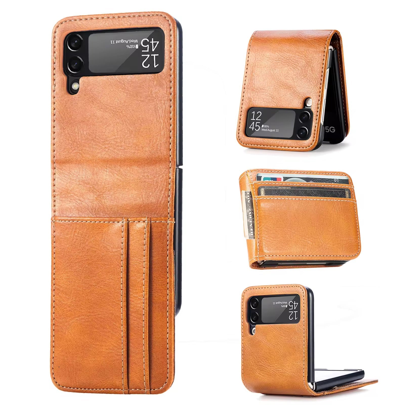 Premium Leather Wallet Wireless Charging Samsung Z Flip Case Mobile Case by CoverMeUp