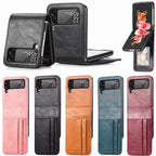Premium Leather Wallet Wireless Charging Samsung Z Flip Case Mobile Case by CoverMeUp - Style 4