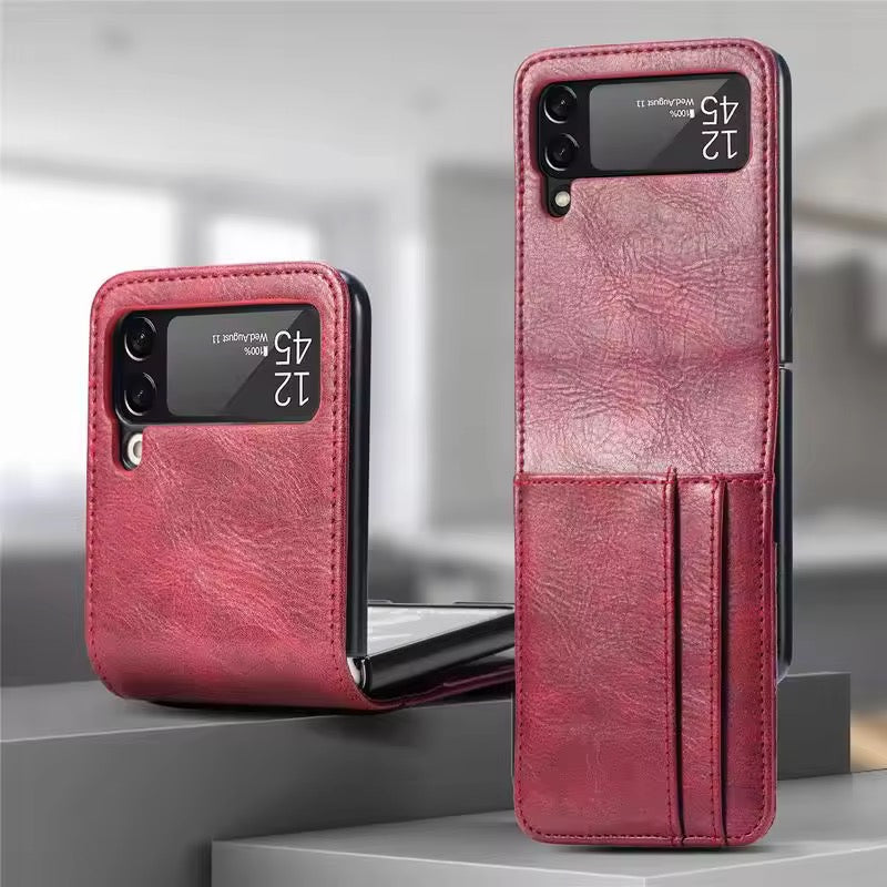Premium Leather Wallet Wireless Charging Samsung Z Flip Case Mobile Case by CoverMeUp - Style 3