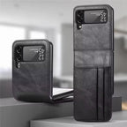 Premium Leather Wallet Wireless Charging Samsung Z Flip Case Mobile Case by CoverMeUp - Style 12