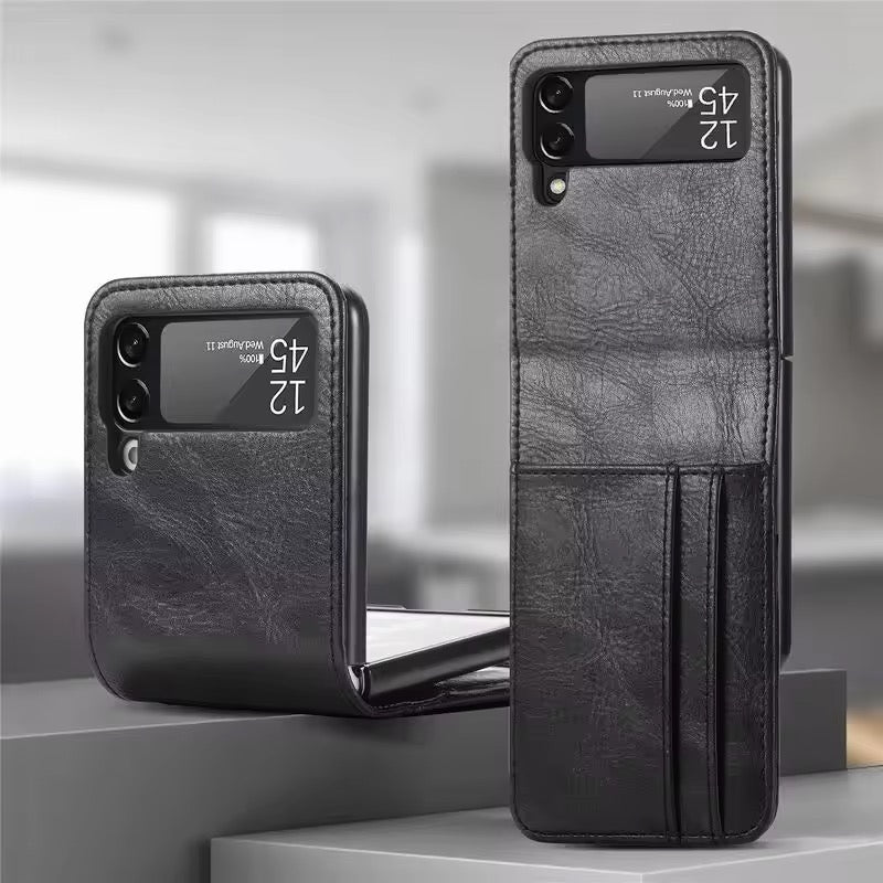 Premium Leather Wallet Wireless Charging Samsung Z Flip Case Mobile Case by CoverMeUp - Style 12